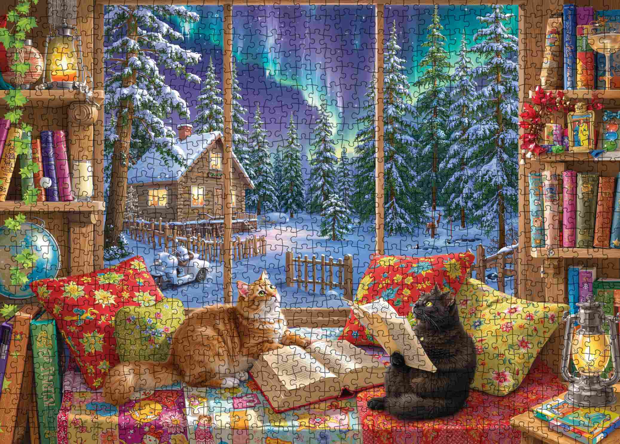 tucocoo-winter-reading-cats-puzzle-1000-teile-weihnachten image 2