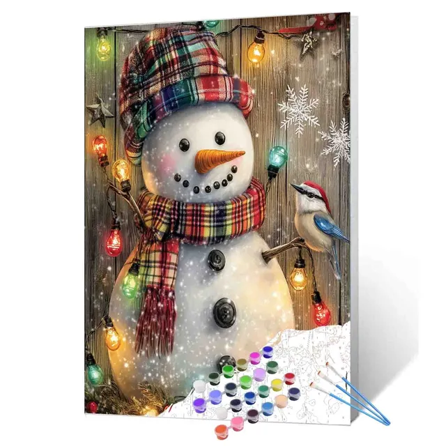 tucocoo-schneemann-lichter-malen-nach-zahlen-winter-40x50 image 1