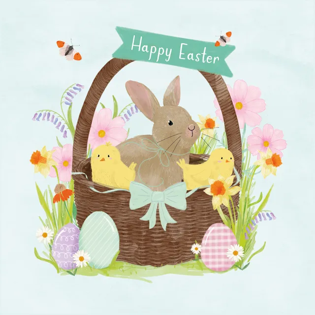 otter-house-osterkarten-5er-pack-bunny-in-basket-hase image 1