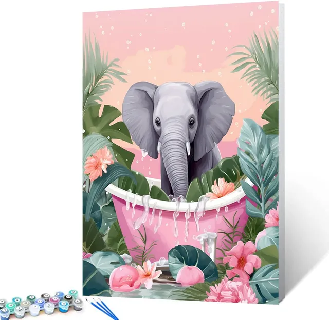 tucocoo-elephant-bathtub-malen-nach-zahlen-40x50-ohne-rahmen image 1
