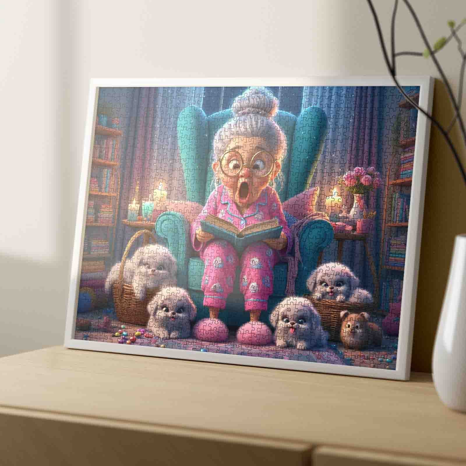 tucocoo-jigsaw-funny-grandma-and-fluffy-pups-puzzle-1000-teile image 4