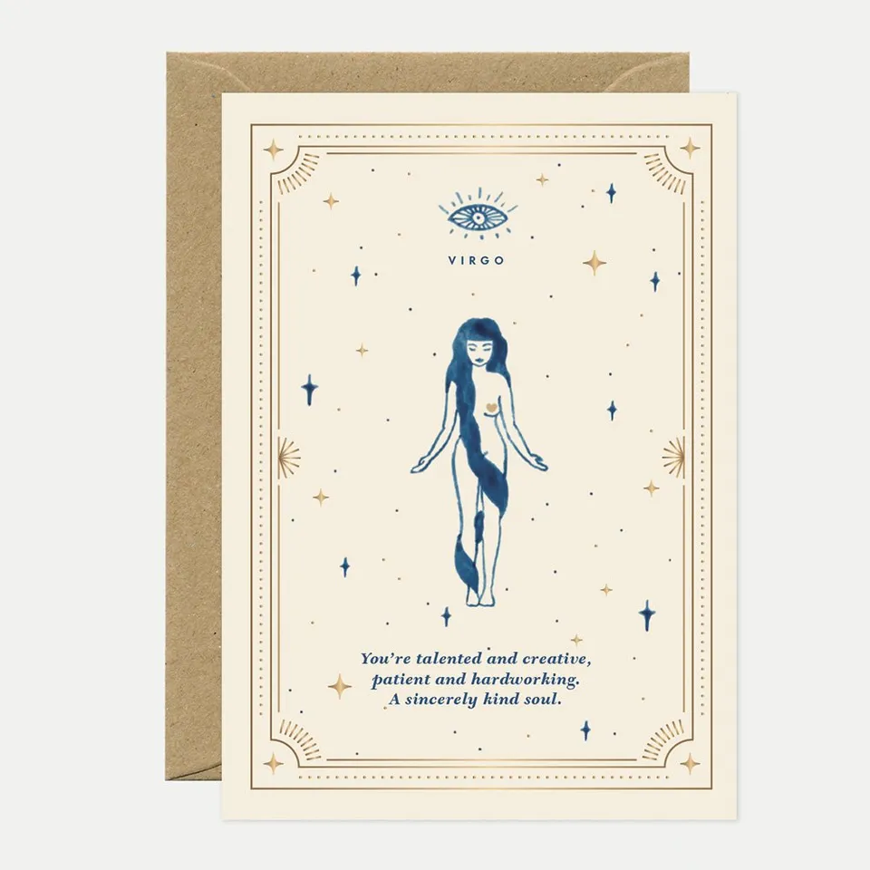 all-the-ways-to-say-virgo-gru-karte-sternzeichen-goldfolie-a6 image 1