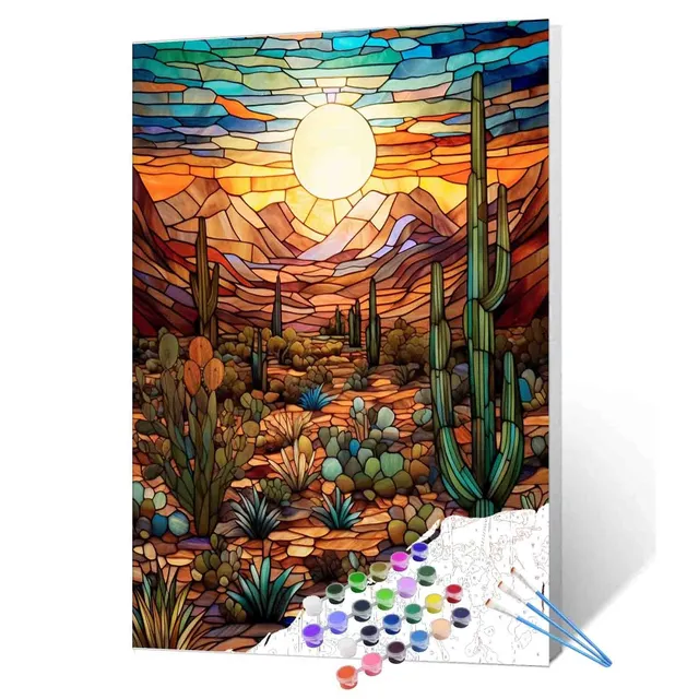 tucocoo-desert-cactus-sunset-malen-nach-zahlen-40x50-cm-ohne-rahmen image 1