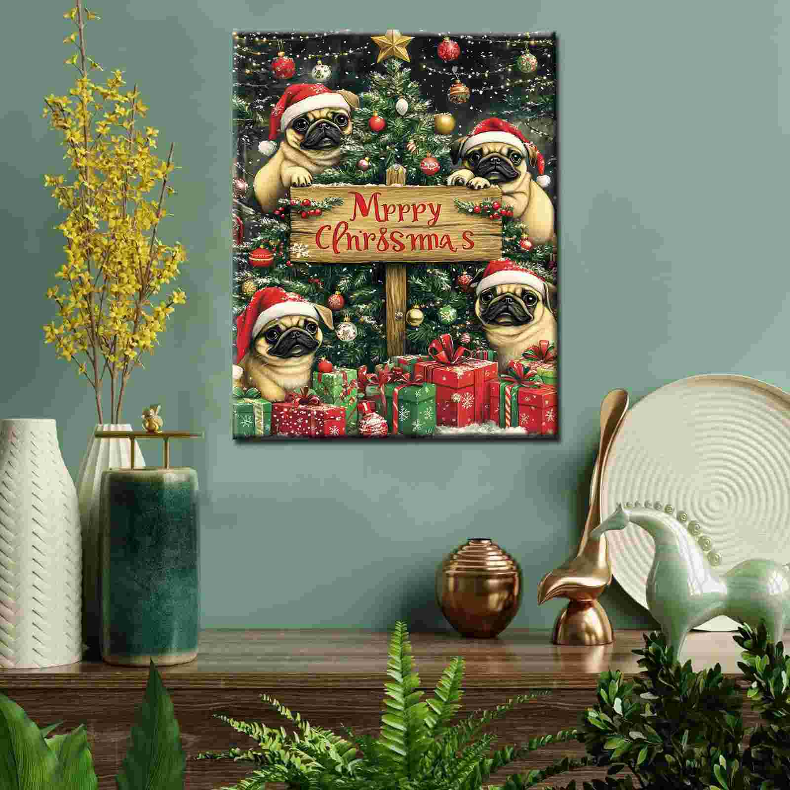tucocoo-christmas-pugs-leinwandbild-30x40cm-gerahmt-weihnachten image 2