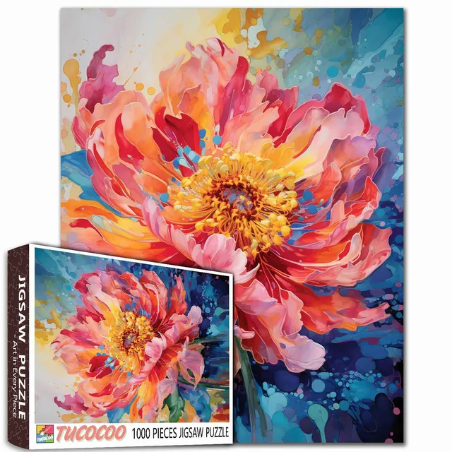 tucocoo-radiant-peony-burst-puzzle-1000-teile-pfingstrose image 1