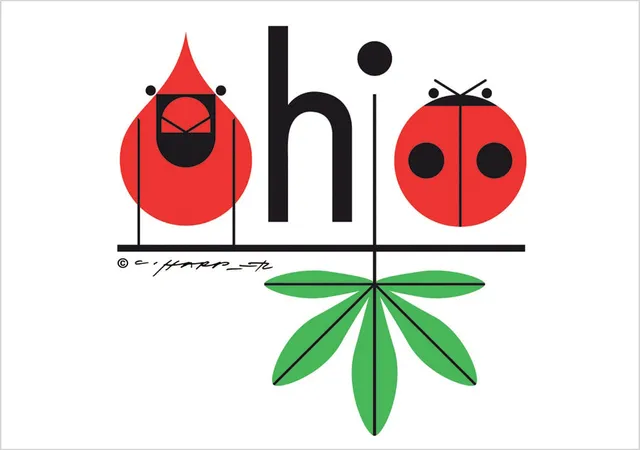 pomegranate-blank-notecards-ohio-klappkarte-charley-harper-v-gel image 1
