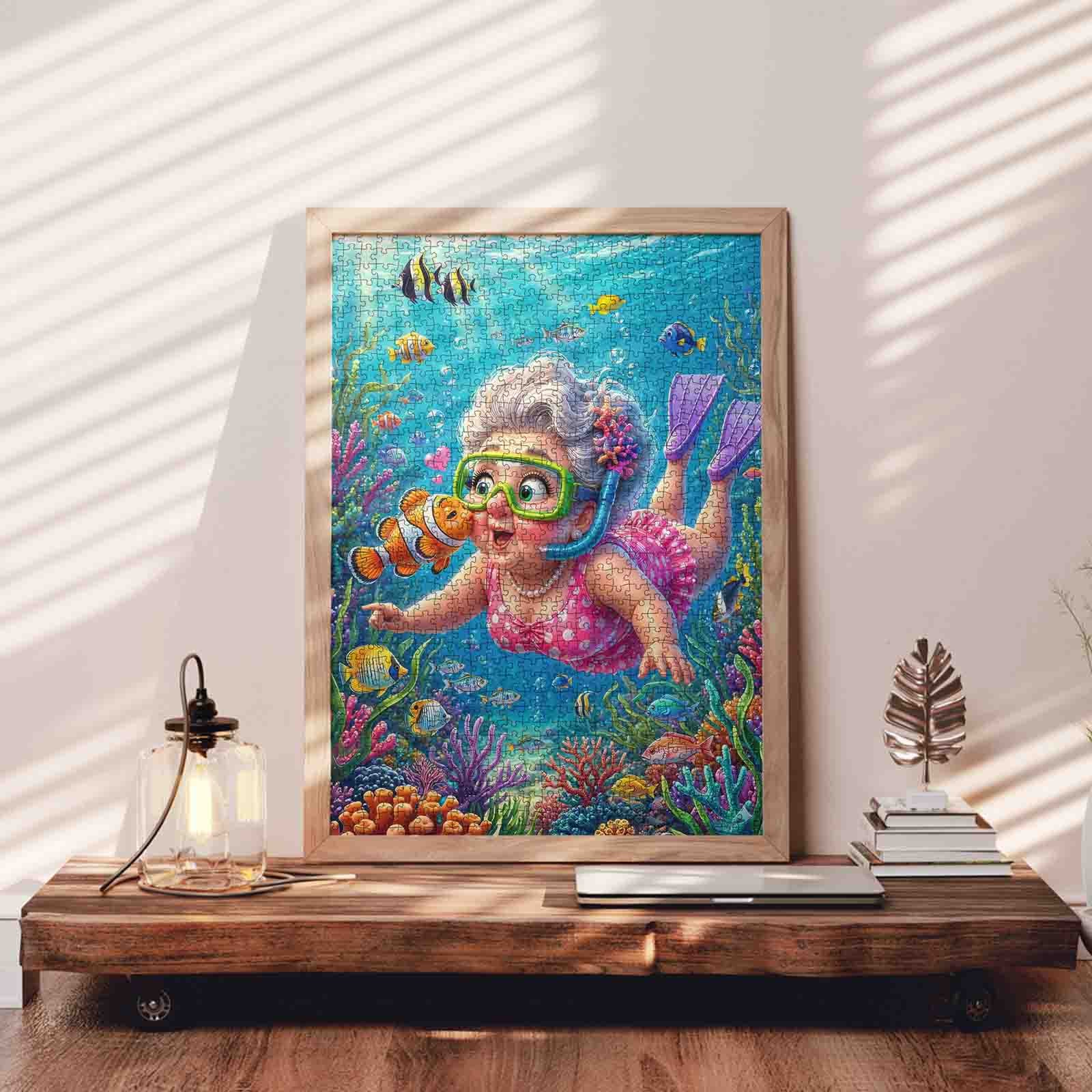 tucocoo-grandma-snorkeling-coral-reef-puzzle-1000-teile-meer image 3