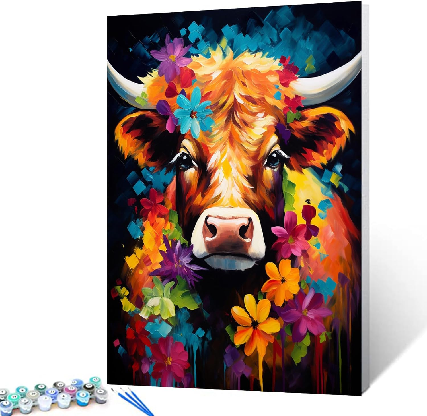 tucocoo-alpine-cattle-flowers-malen-nach-zahlen-40x50-o-rahmen image 1