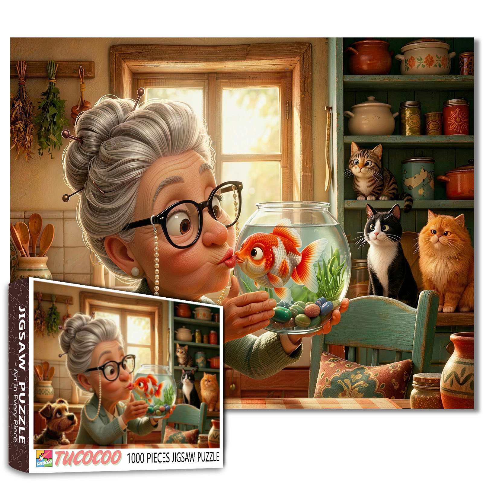 tucocoo-grandma-goldfish-kiss-puzzle-1000-teile-k-che image 1