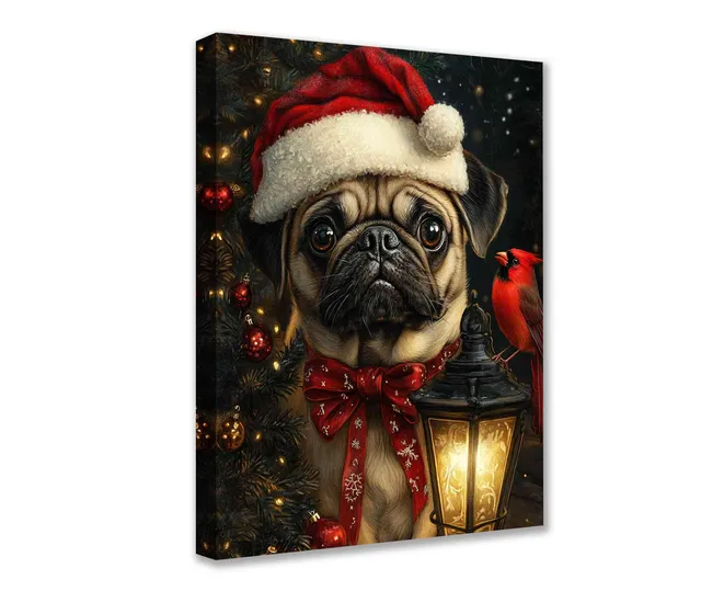 tucocoo-christmas-pug-leinwandbild-30x40-cm-mops-weihnachten image 1