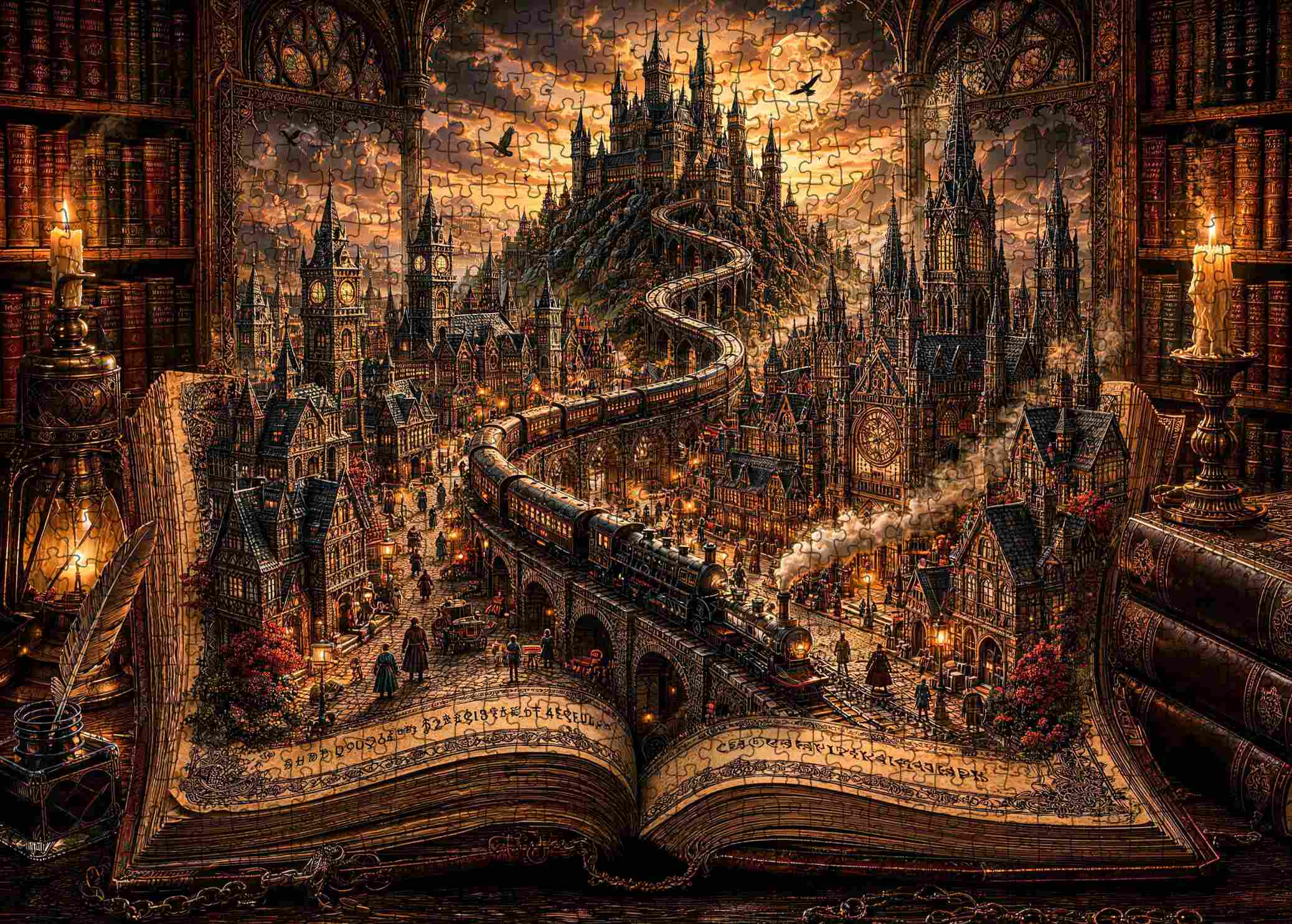 tucocoo-gothic-storybook-train-puzzle-1000-teile-landschaft image 2