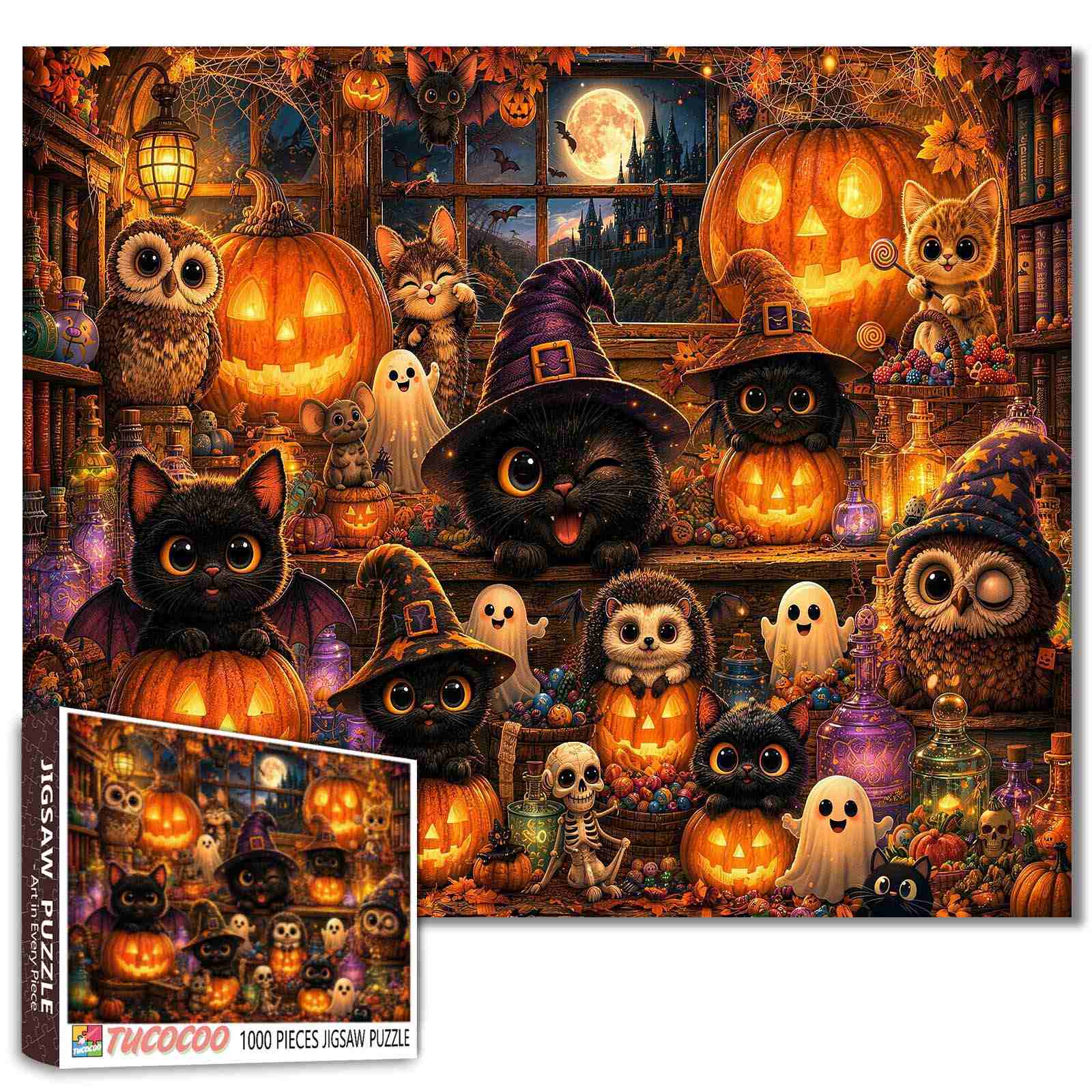 tucocoo-black-cats-pumpkin-workshop-puzzle-1000-teile image 1