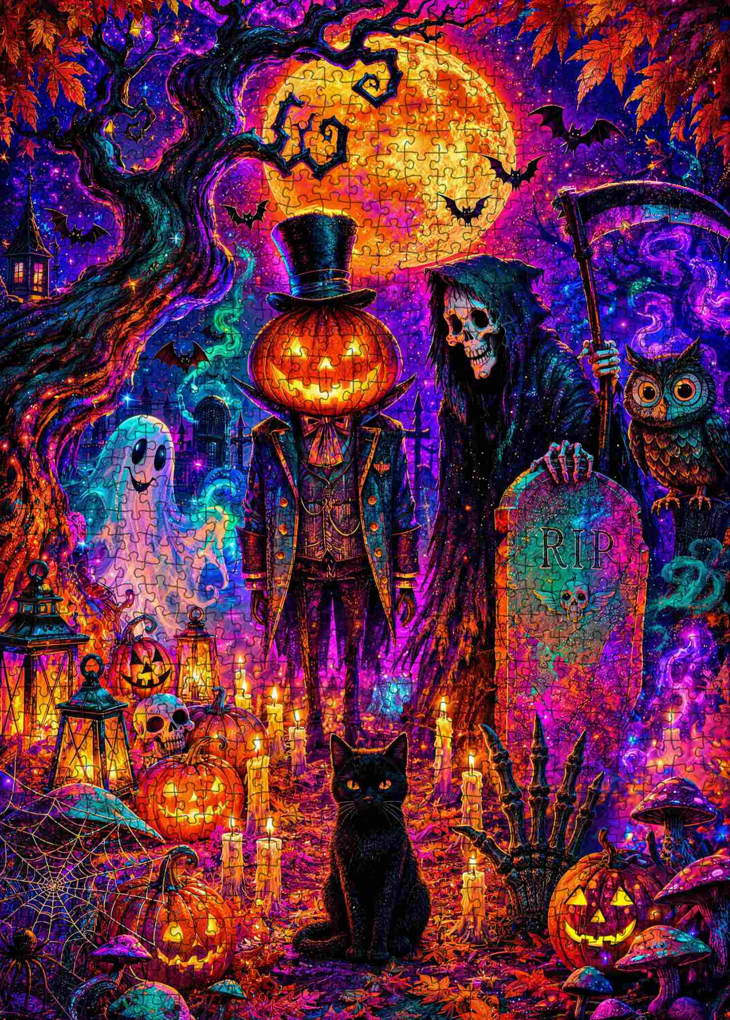 tucocoo-jigsaw-puzzles-pumpkin-reaper-haunted-graveyard-puzzle-1000-halloween image 2
