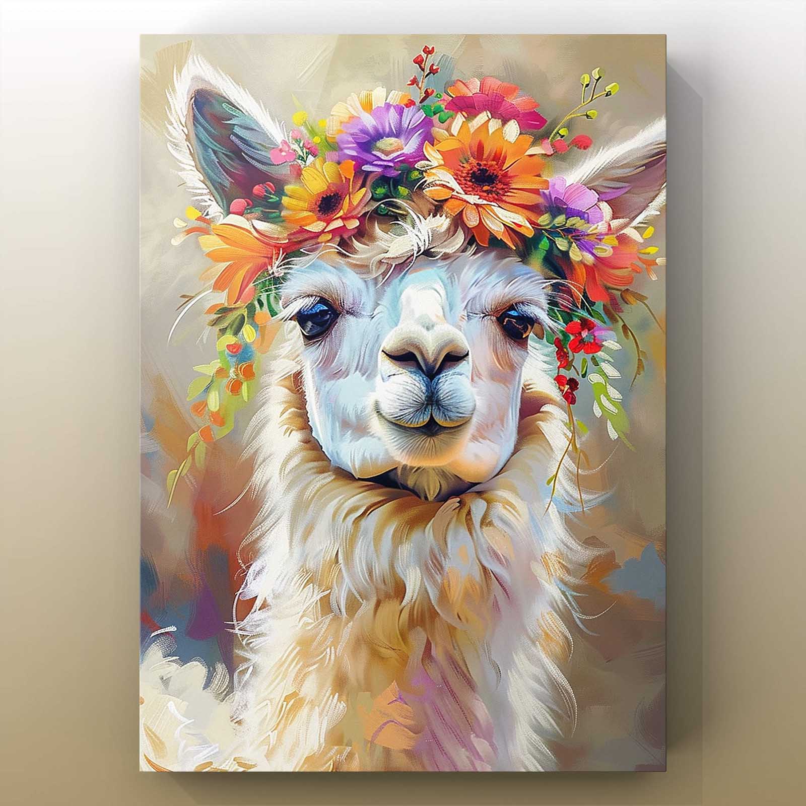 tucocoo-alpaka-blumen-leinwandbild-40x50-tierportrait image 2
