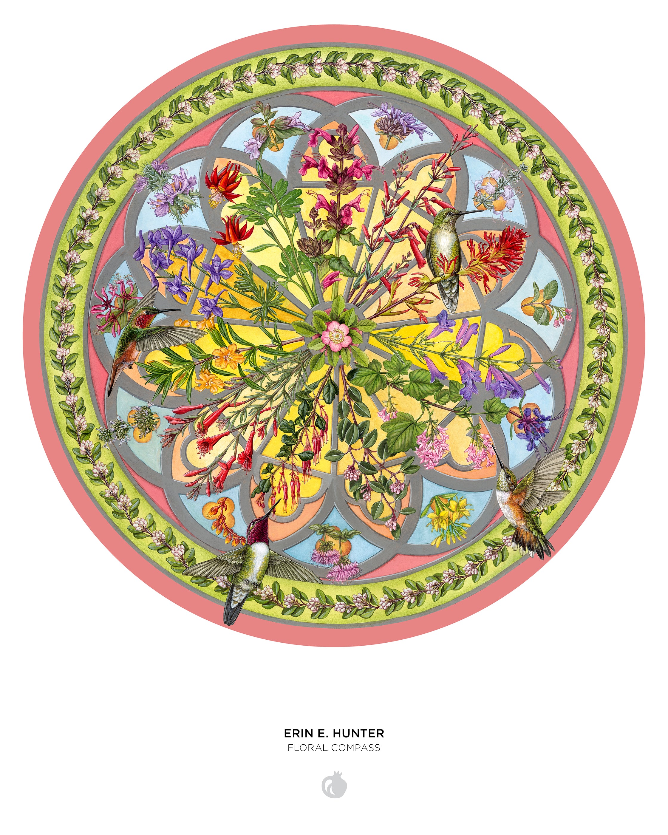 pomegranate-hunter-floral-compass-puzzle-rund-500-teile image 3