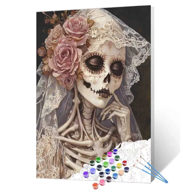 tucocoo-paint-by-numbers-skeleton-bride-malen-nach-zahlen-16x20-ohne-rahmen image 1