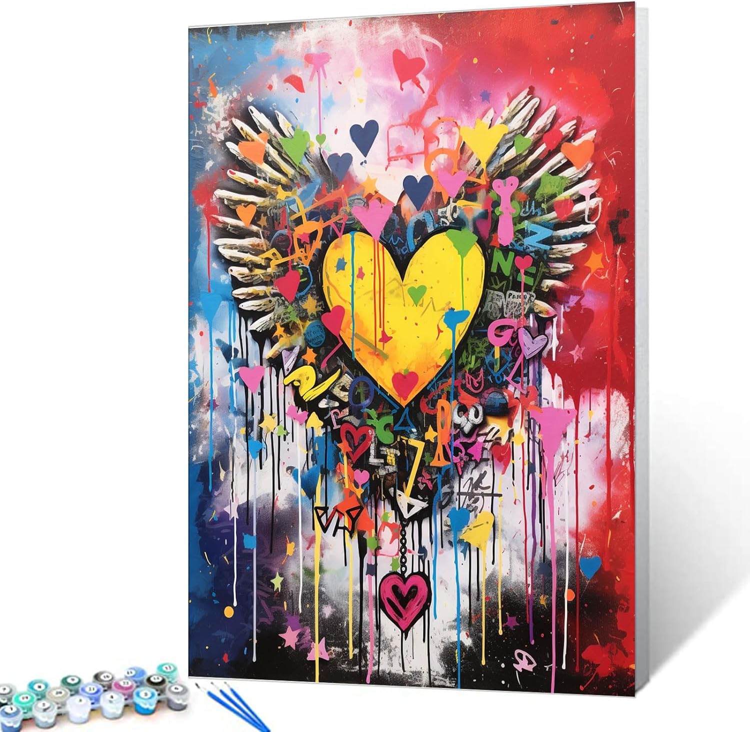 tucocoo-paint-by-numbers-banksy-herz-malen-nach-zahlen-40x50-gelb image 1