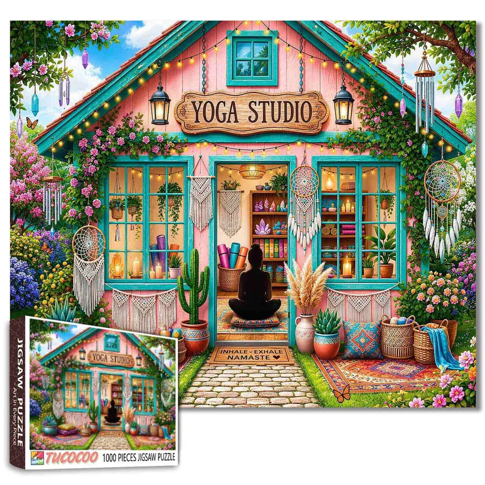 tucocoo-boho-floral-yoga-studio-retreat-puzzle-1000-teile image 1