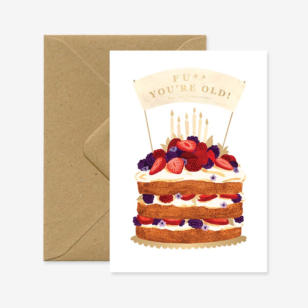 all-the-ways-to-say-f-ck-you-re-old-geburtstagskarte-a6-torte image 1