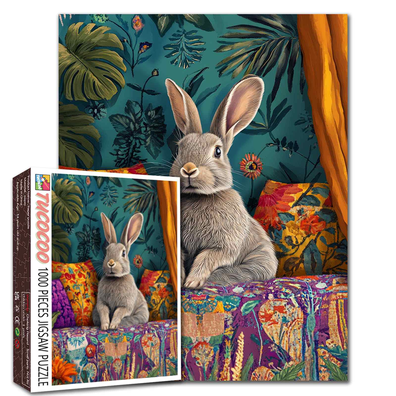 tucocoo-boho-bunny-on-sofa-puzzle-1000-teile-hase image 1
