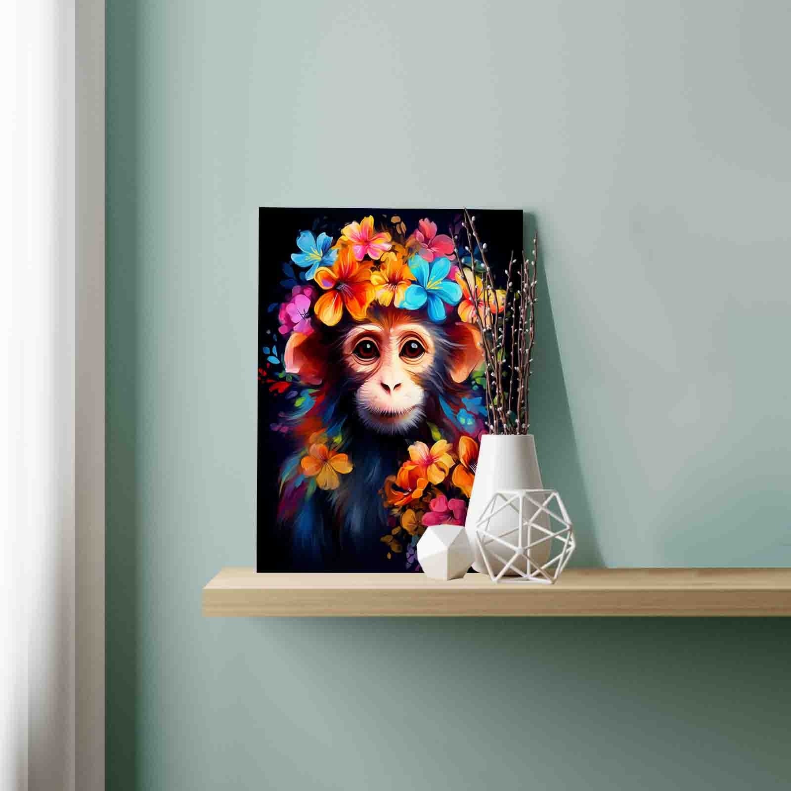 tucocoo-monkey-and-flowers-malen-nach-zahlen-16x20-affe image 3