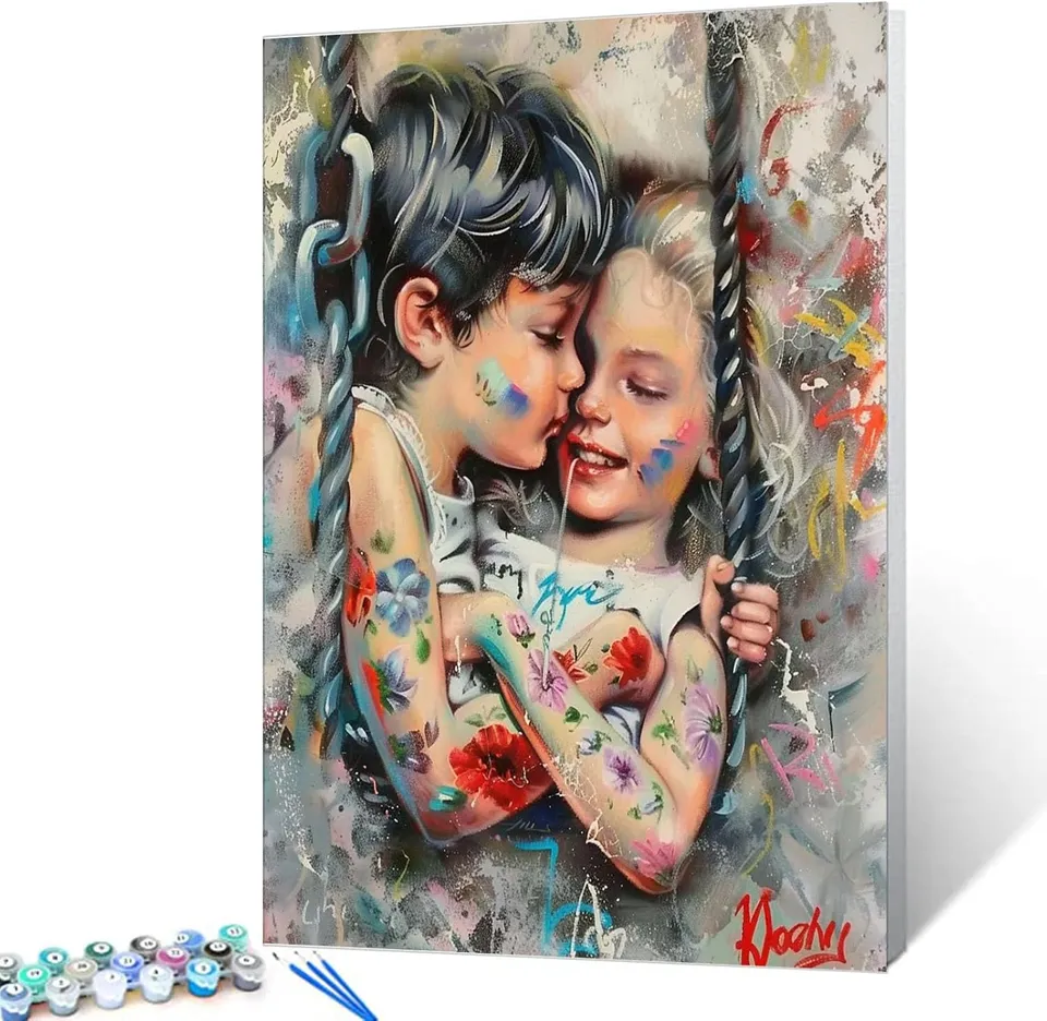 tucocoo-girl-boy-kissing-graffiti-malen-nach-zahlen-40x50cm image 1