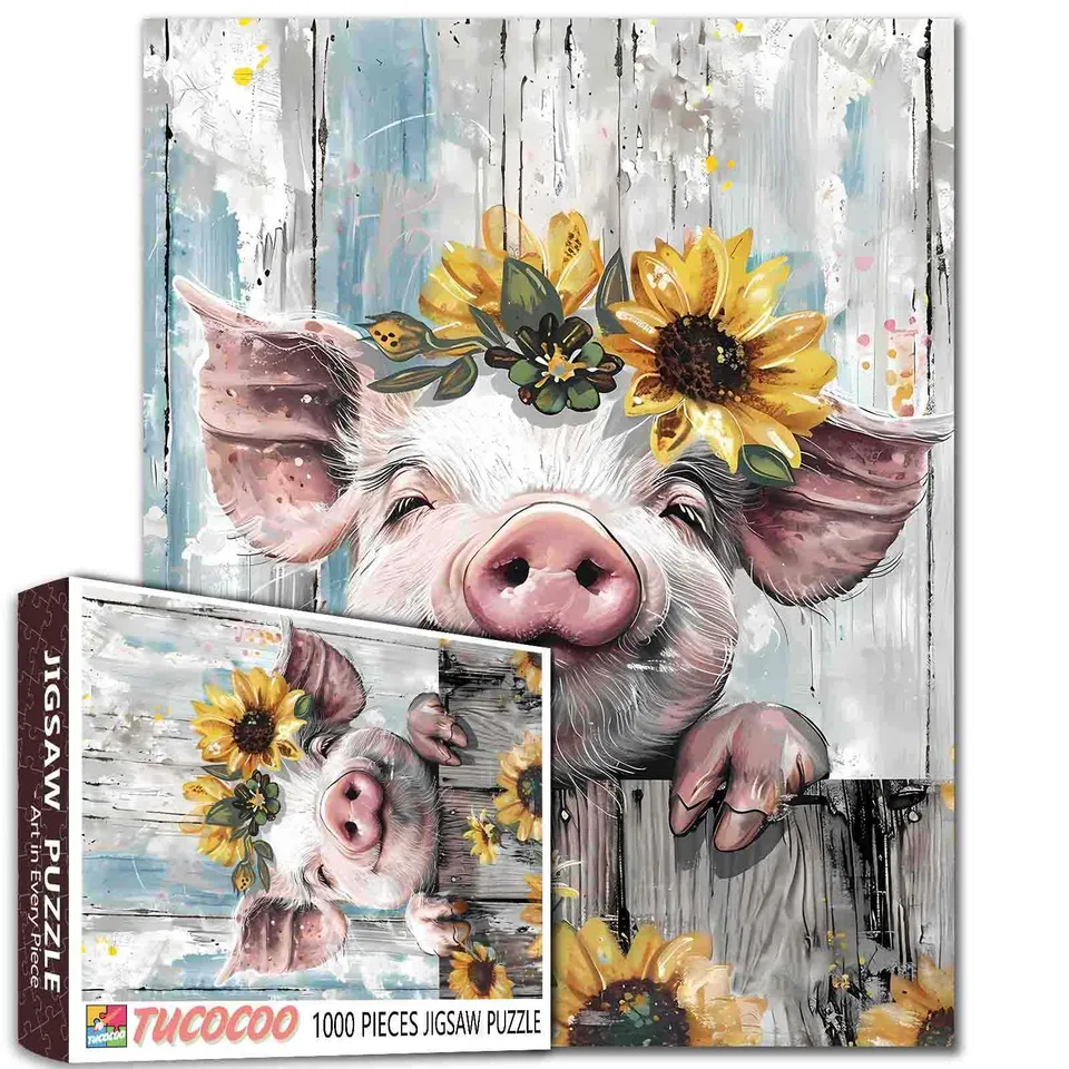 tucocoo-vintage-style-farm-pig-puzzle-1000-teile-schwein image 1