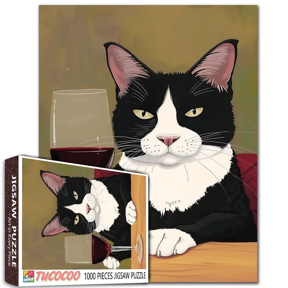 tucocoo-katze-mit-wein-puzzle-1000-teile-elegant image 1