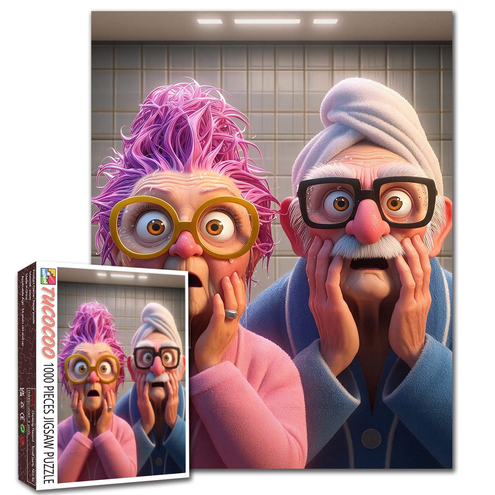 tucocoo-jigsaw-funny-shocked-elderly-couple-puzzle-1000-teile-cartoon image 1