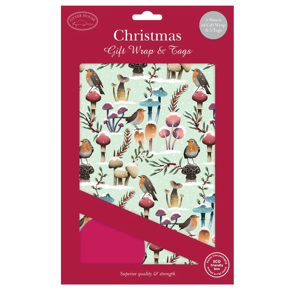 otter-house-merry-mushrooms-geschenkpapier-weihnachten-5-bogen image 1