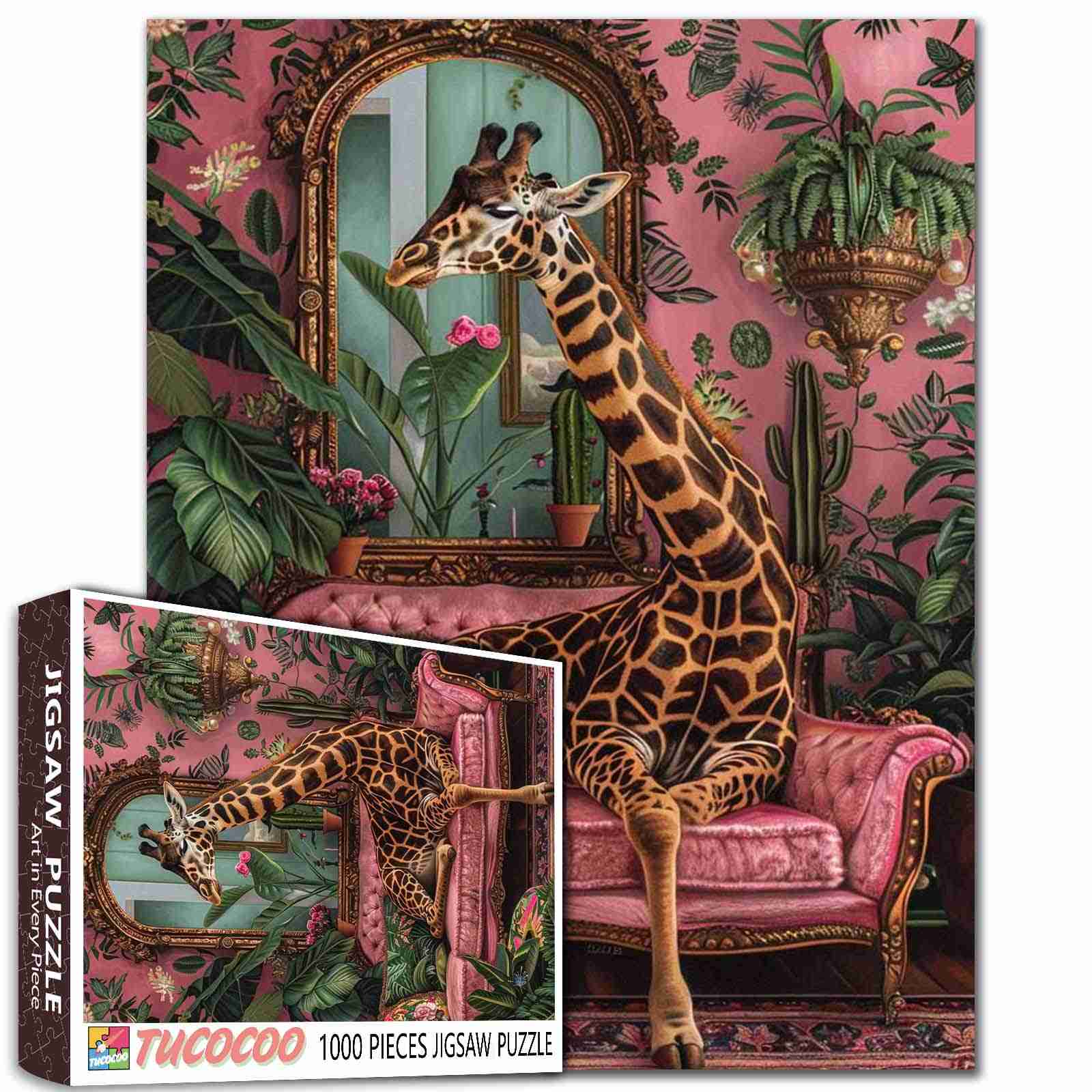 tucocoo-giraffe-auf-samtsofa-puzzle-1000-teile-tiermotiv image 1