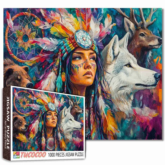 tucocoo-spirit-of-the-wild-puzzle-1000-teile-kriegerin-wolf image 1