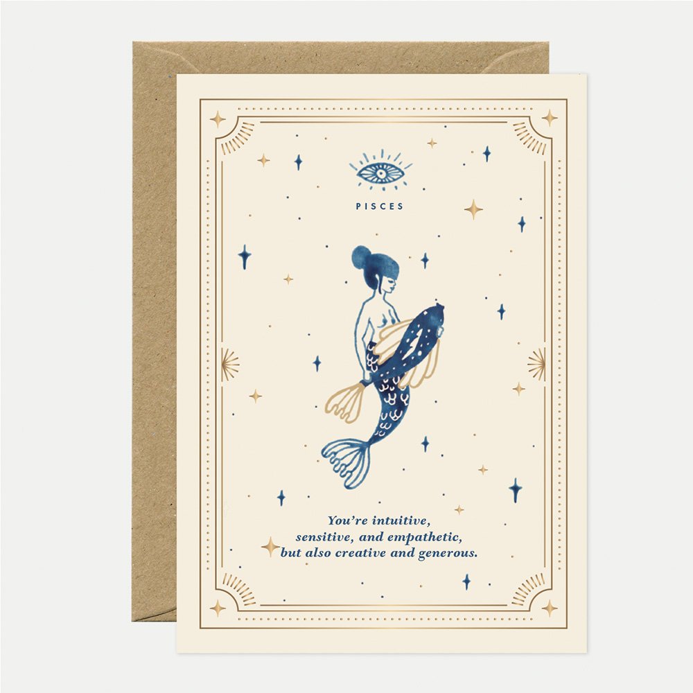 all-the-ways-to-say-pisces-gru-karte-sternzeichen-fische-goldfolie image 1