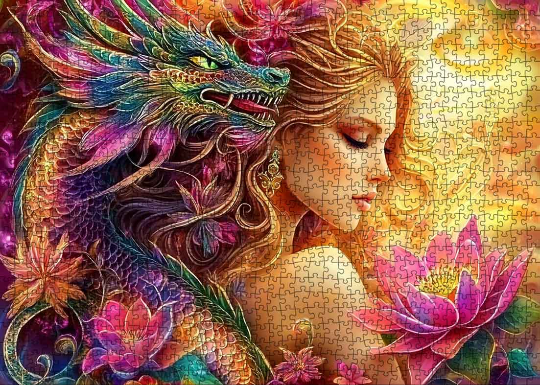 tucocoo-jigsaw-mystical-dragon-enchanted-lotus-puzzle-1000-teile image 2