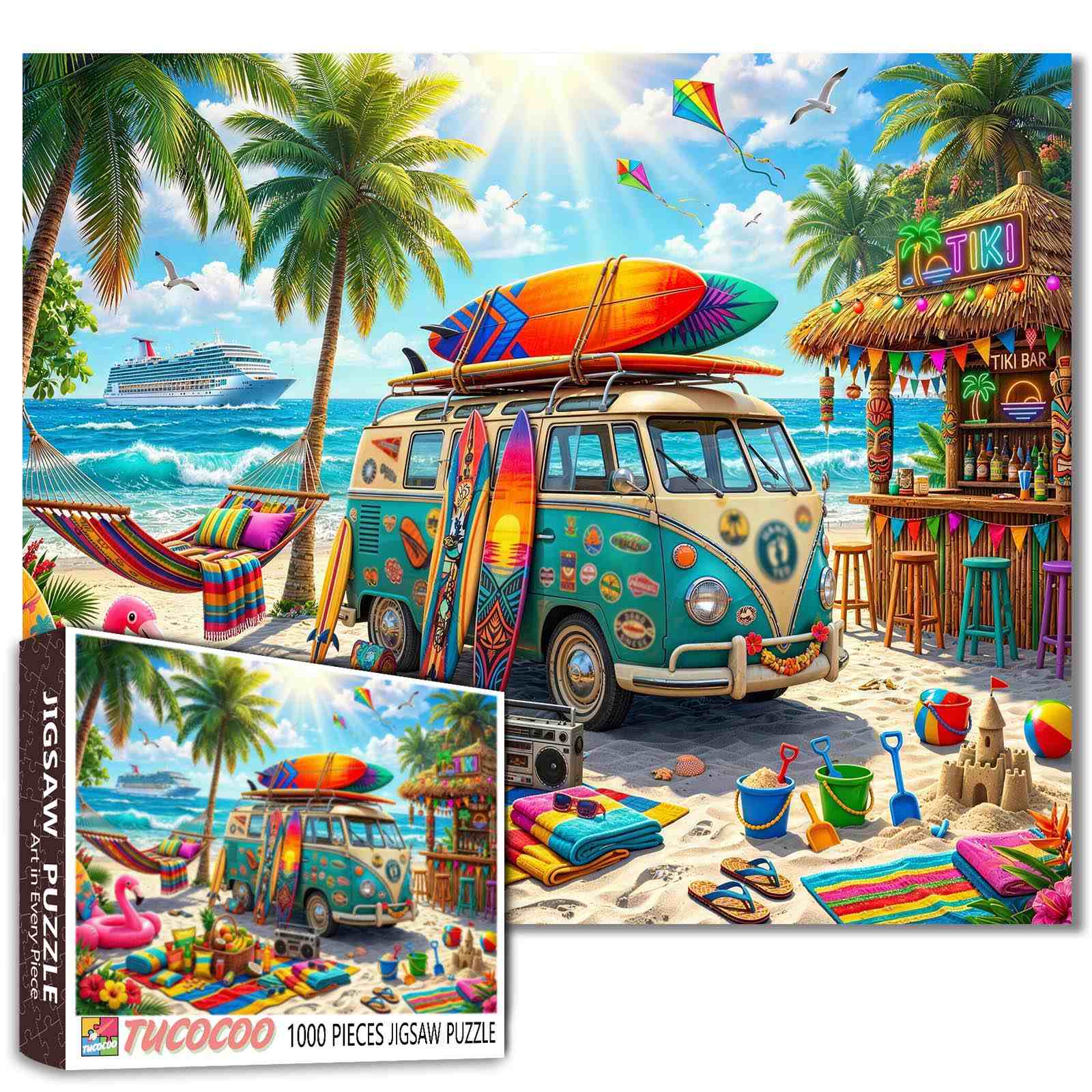 tucocoo-beach-camper-surf-puzzle-1000-teile-landschaft image 1