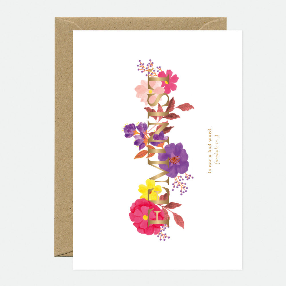 all-the-ways-to-say-feminist-karte-a6-goldfolie-blumen image 1