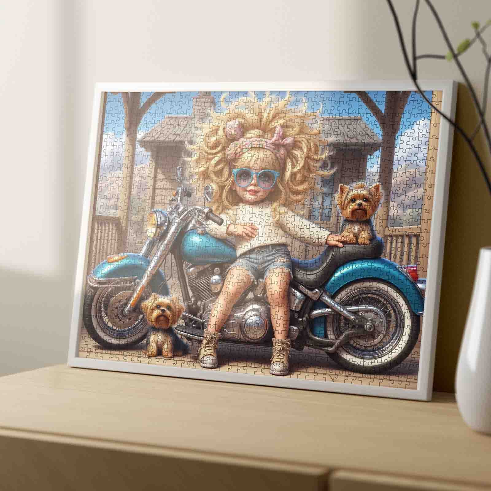 tucocoo-cool-biker-girl-and-pups-puzzle-1000-teile-motorrad image 4