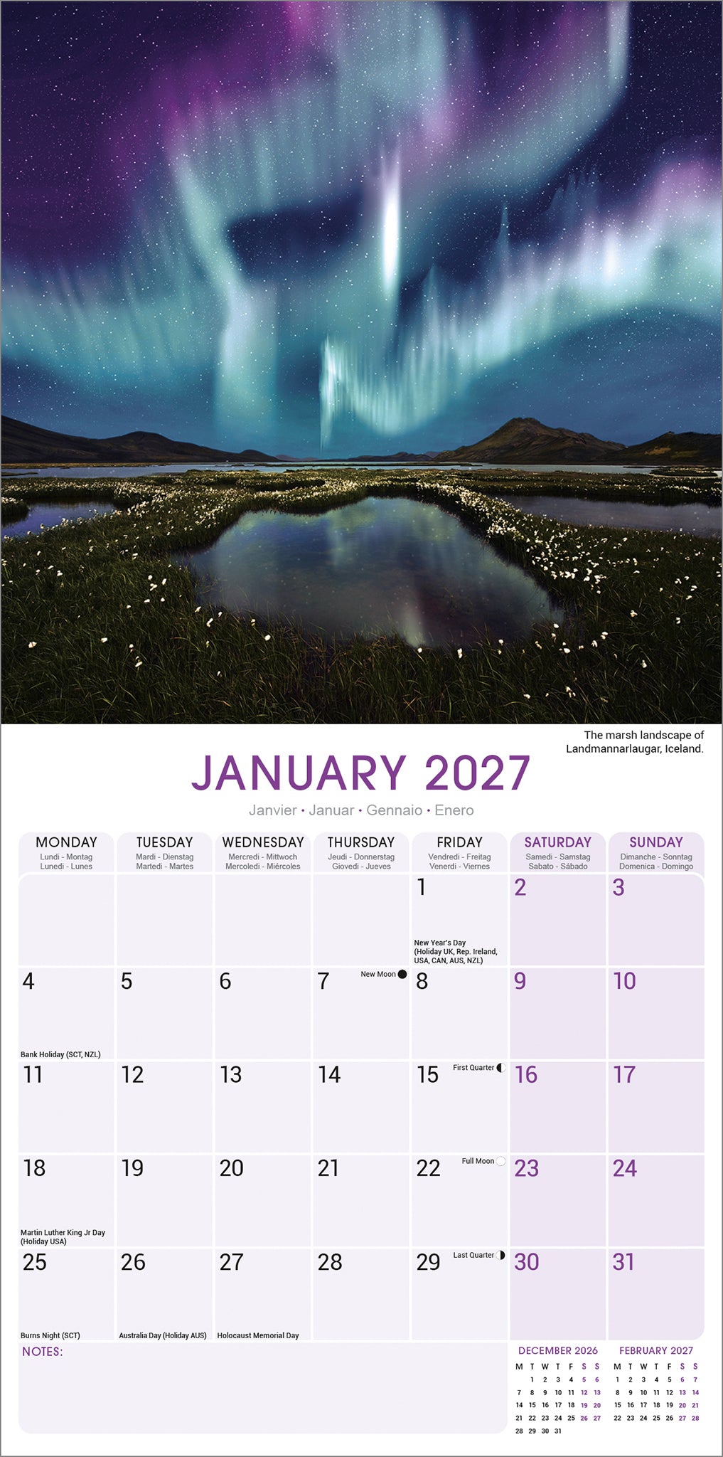 otter-house-calendars-northern-lights-wandkalender-2027-natur image 3
