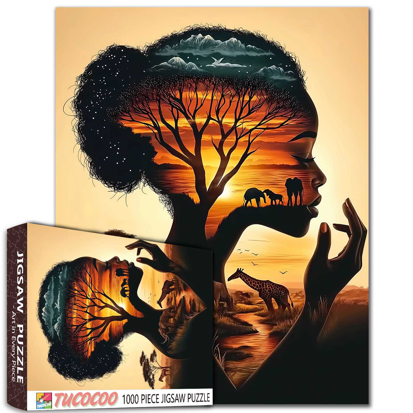 tucocoo-african-silhouette-puzzle-1000-teile-sonnenuntergang image 1