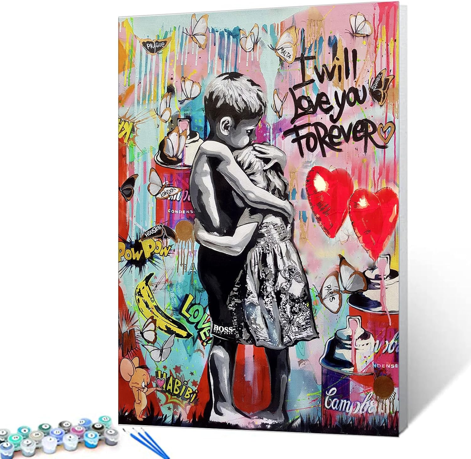 tucocoo-paint-by-numbers-geschwister-umarmung-malset-40x50-graffiti image 1