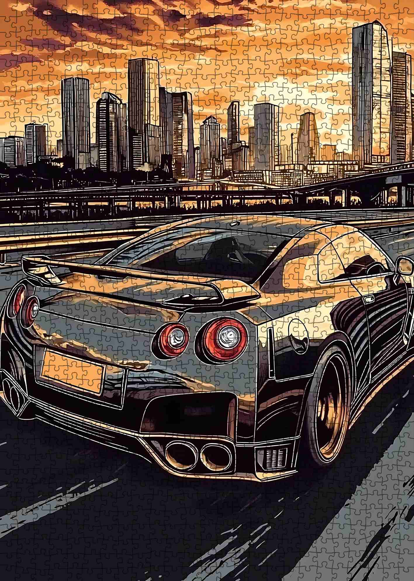 tucocoo-jigsaw-puzzles-sunset-city-drive-puzzle-1000-teile-auto image 2