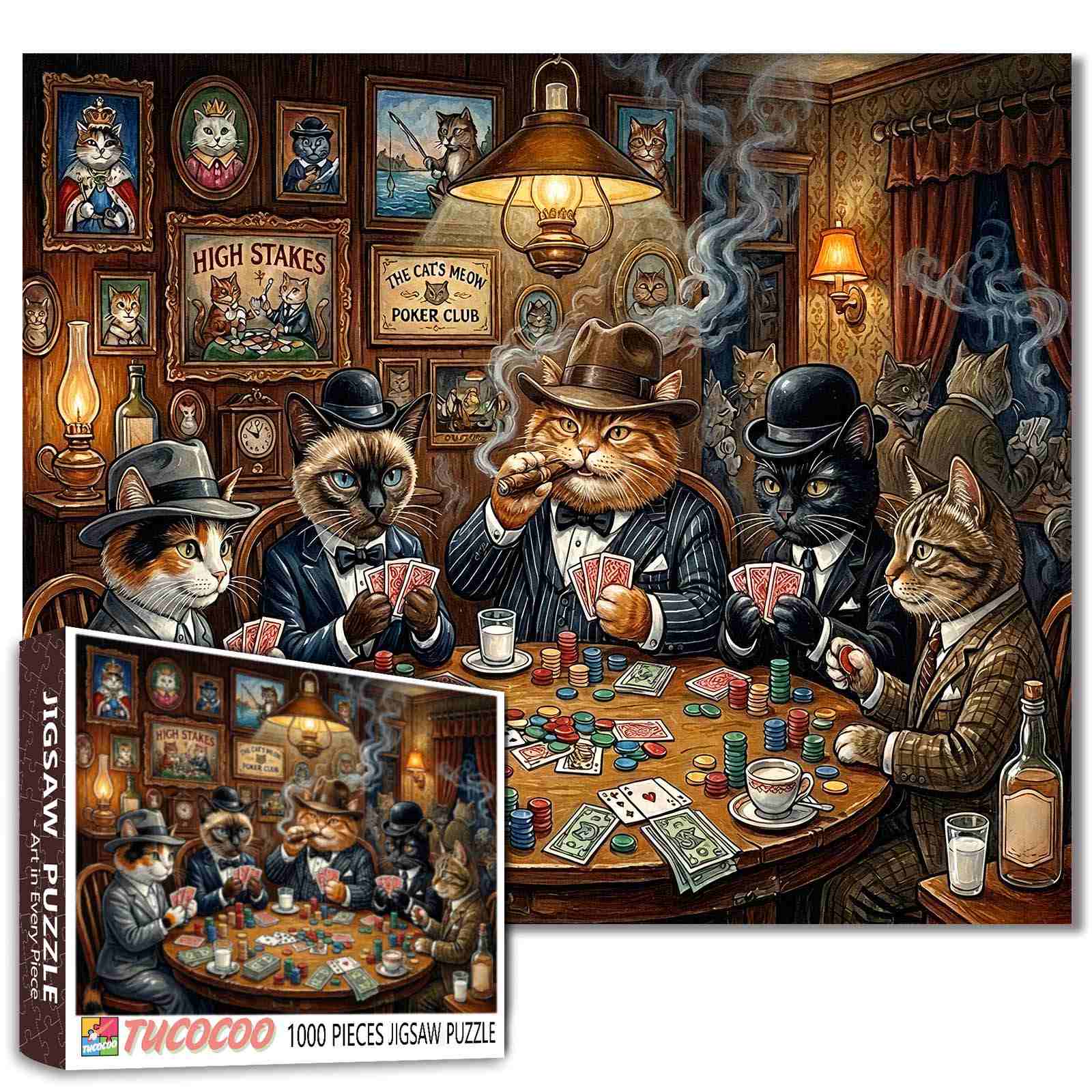 tucocoo-jigsaw-puzzles-mafia-cats-poker-night-puzzle-1000-teile image 1