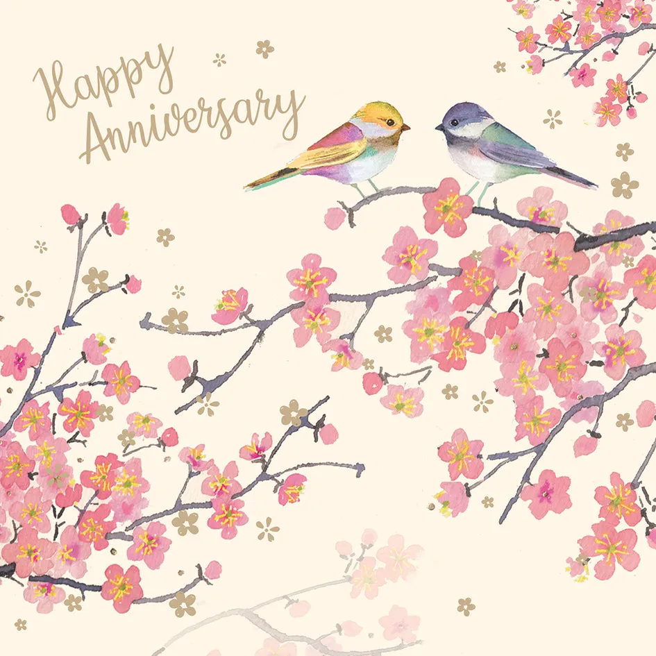 otter-house-anniversary-karte-birds-blossom-hochzeitskarte image 1