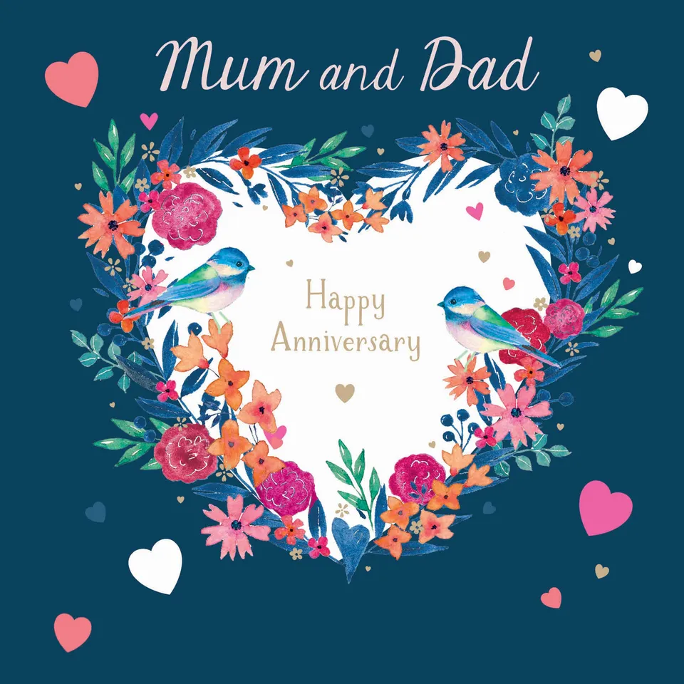 otter-house-floral-heart-anniversary-karte-mum-dad-blumen image 1