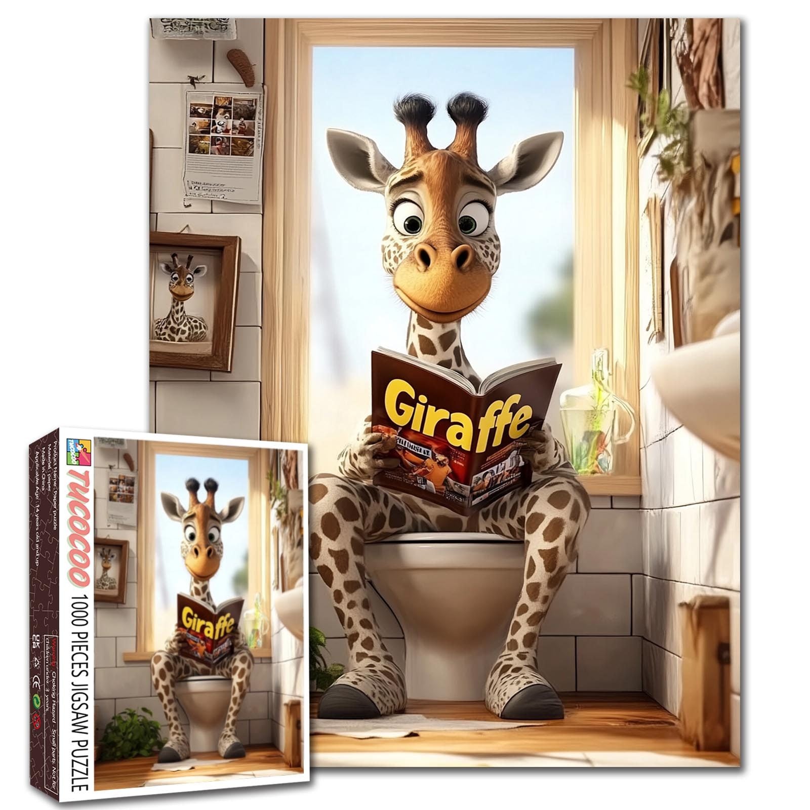 tucocoo-reading-giraffe-puzzle-1000-teile-bad-giraffe-liest image 1