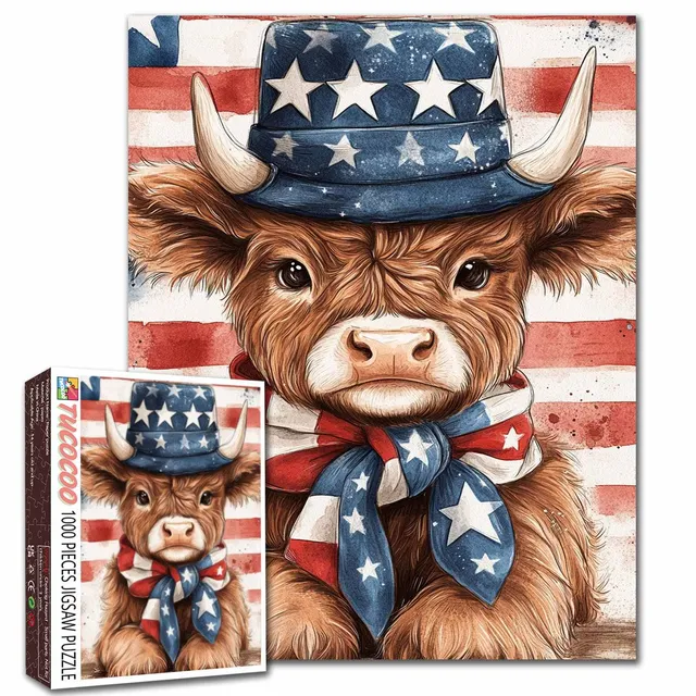tucocoo-patriotic-longhorn-portrait-puzzle-1000-teile-stier image 1