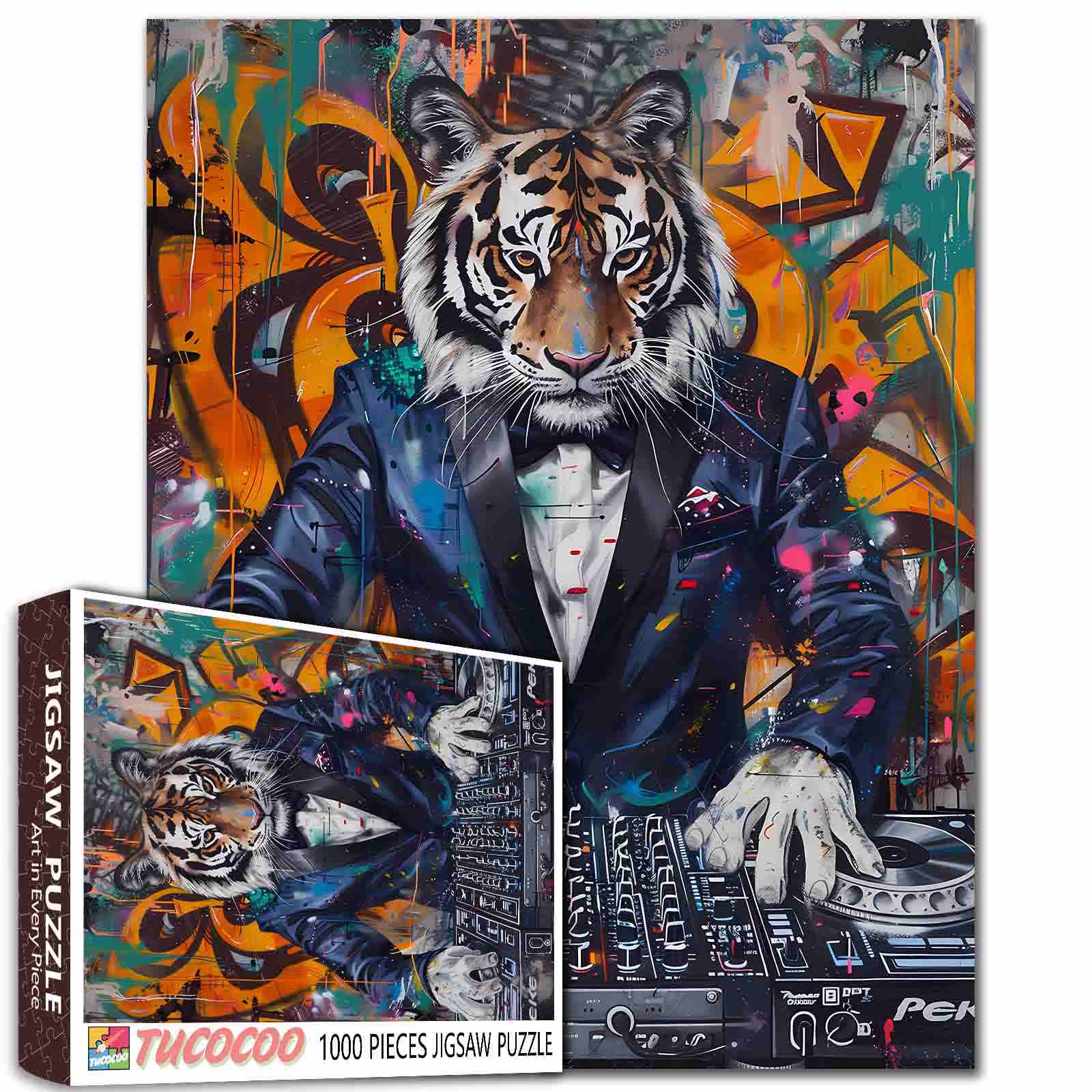 tucocoo-jigsaw-puzzles-tiger-1000-teile-puzzle-dj-graffiti image 1