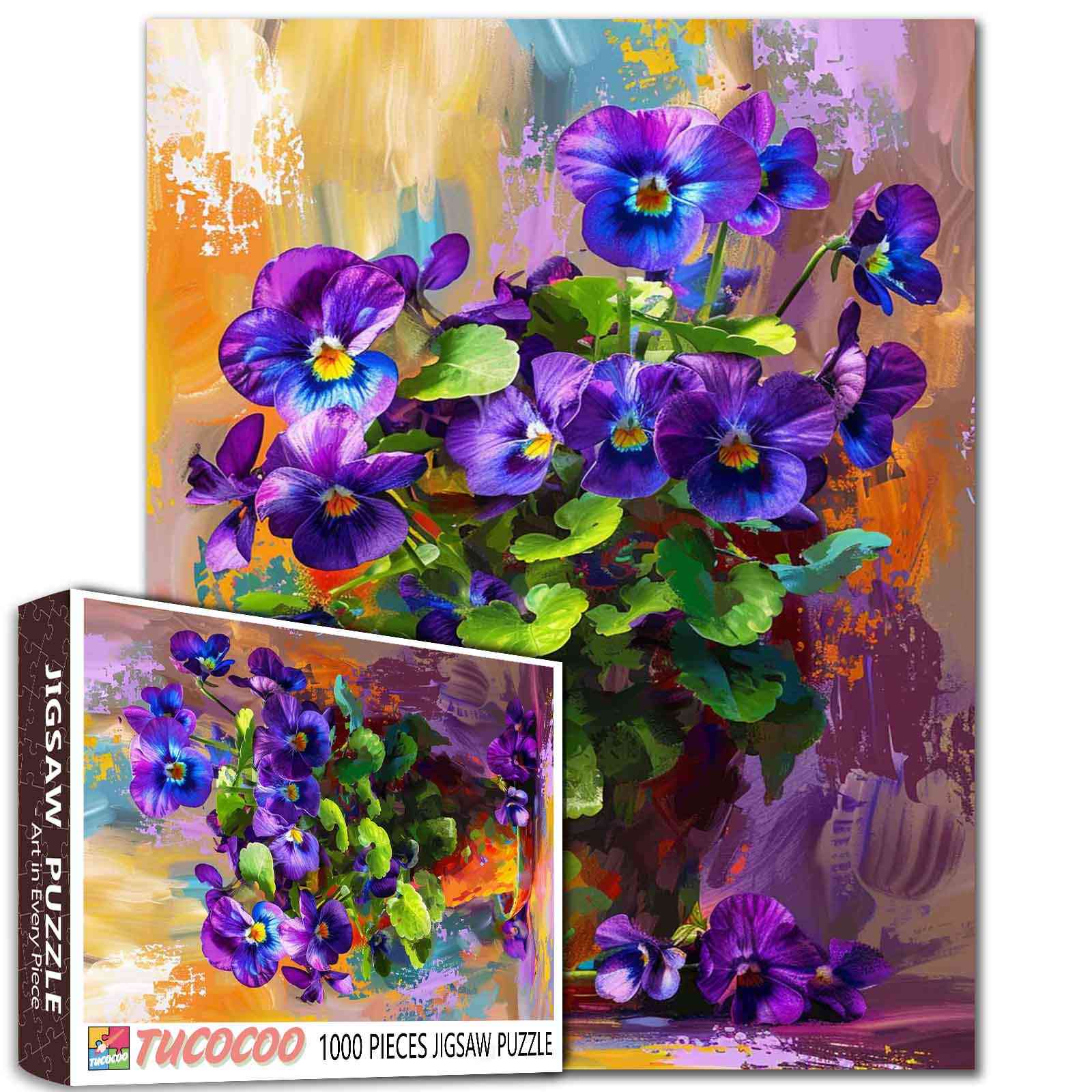 tucocoo-african-violet-painting-puzzle-1000-teile-blumen image 1