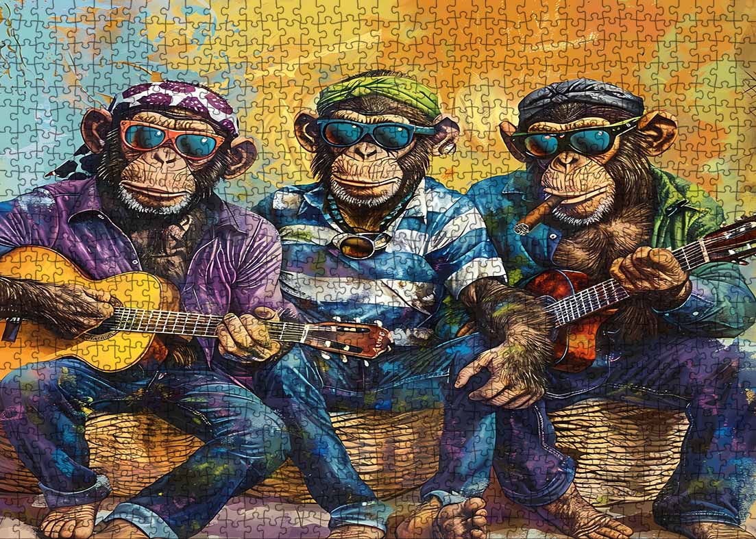 tucocoo-jigsaw-puzzles-schimpansen-gitarre-puzzle-1000-teile-tiere image 2