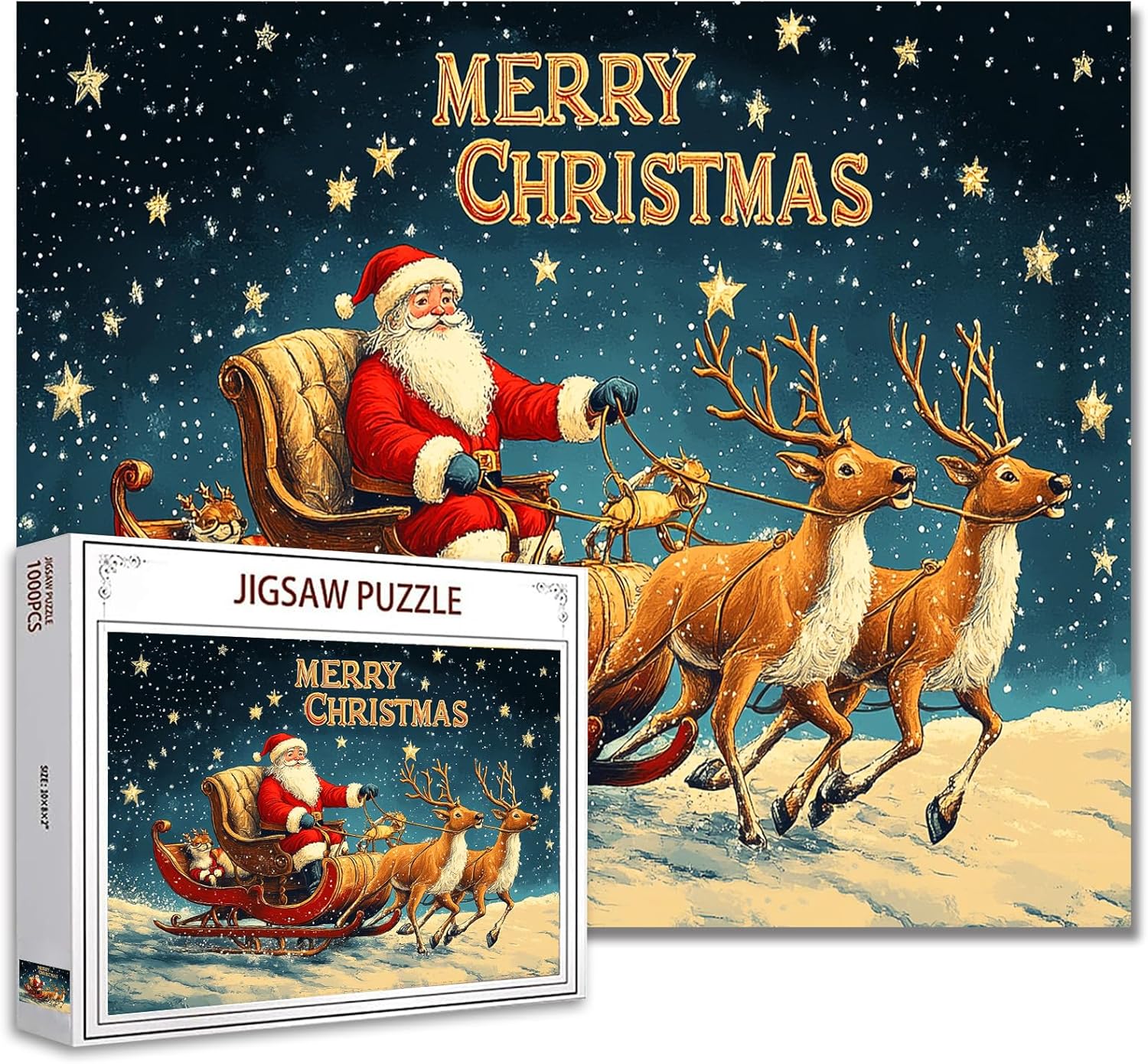 tucocoo-santa-claus-reindeer-sleigh-puzzle-1000-teile-weihnacht image 1